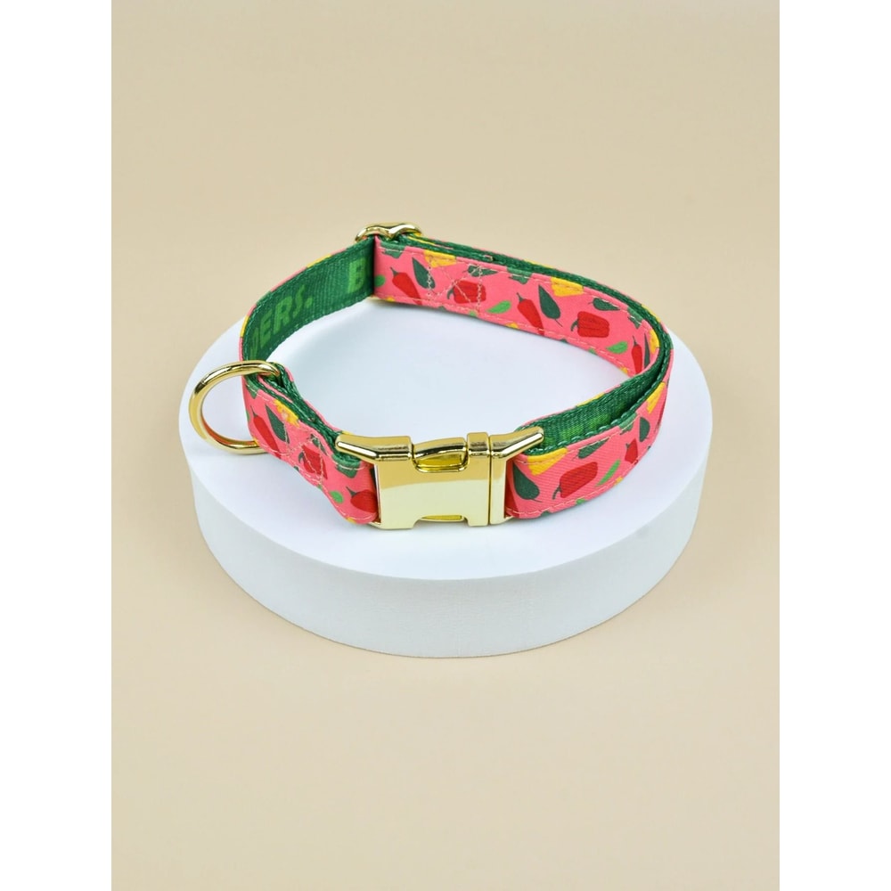 Patterned Pet Collar Adjustable DoubleSided Print With GoldTone Metal Buckle 11