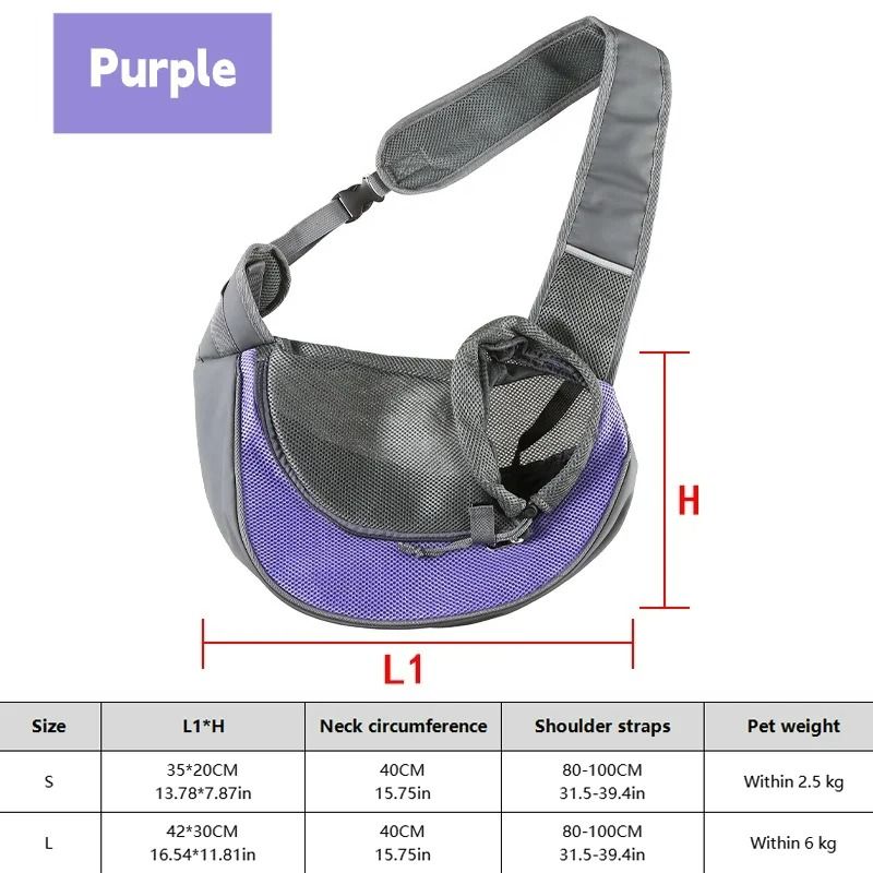 HandsFree Pet Sling Carrier Breathable Mesh Crossbody Travel Bag For Puppies Cats 12