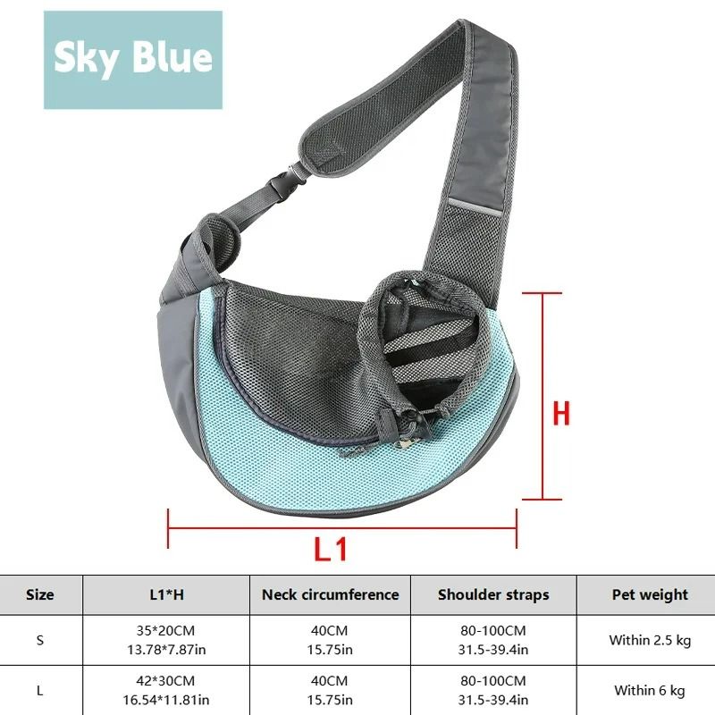 HandsFree Pet Sling Carrier Breathable Mesh Crossbody Travel Bag For Puppies Cats 6