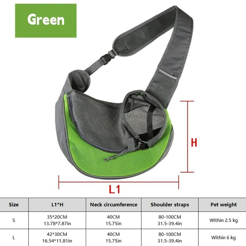 HandsFree Pet Sling Carrier Breathable Mesh Crossbody Travel Bag For Puppies Cats 8