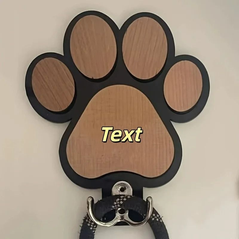 Custom Wooden Paw Print Leash Hanger Handcrafted WallMounted Hook For Collars Leashes 8