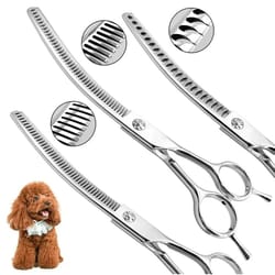 7-inch precision grooming shears – curved chunking & thinning scissors for dogs & cats