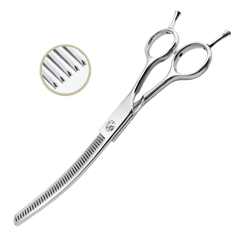 7Inch Precision Grooming Shears Curved Chunking Thinning Scissors For Dogs Cats 7