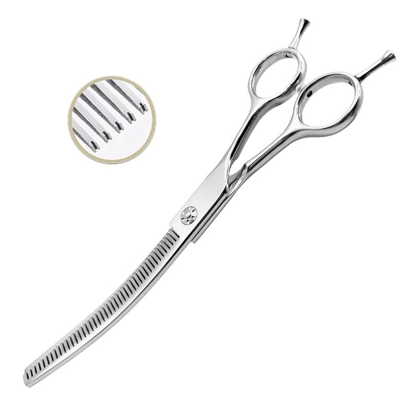 7Inch Precision Grooming Shears Curved Chunking Thinning Scissors For Dogs Cats 7