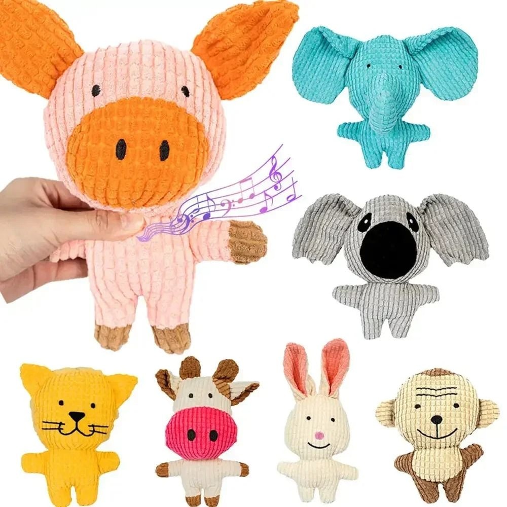 Corduroy Squeaky Plush Toy Durable BiteResistant Chew For Small Medium Dogs 0