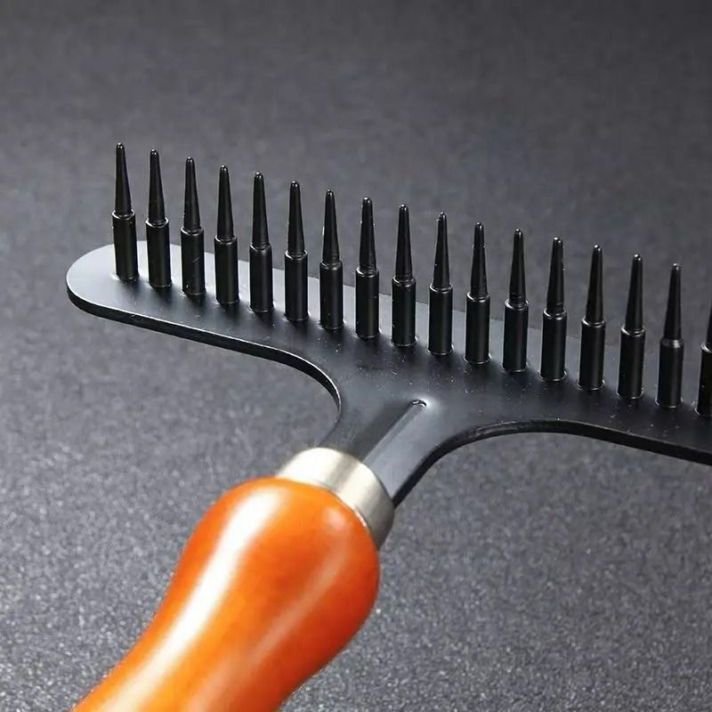 DualSided Undercoat Rake Premium WoodHandle Deshedding Tool For Dogs Cats 1