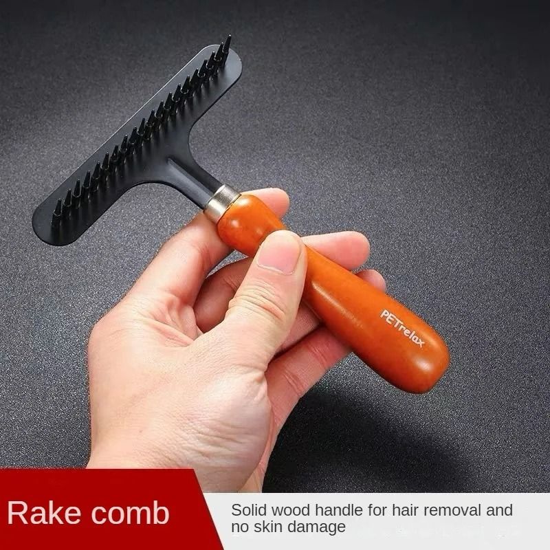 DualSided Undercoat Rake Premium WoodHandle Deshedding Tool For Dogs Cats 3