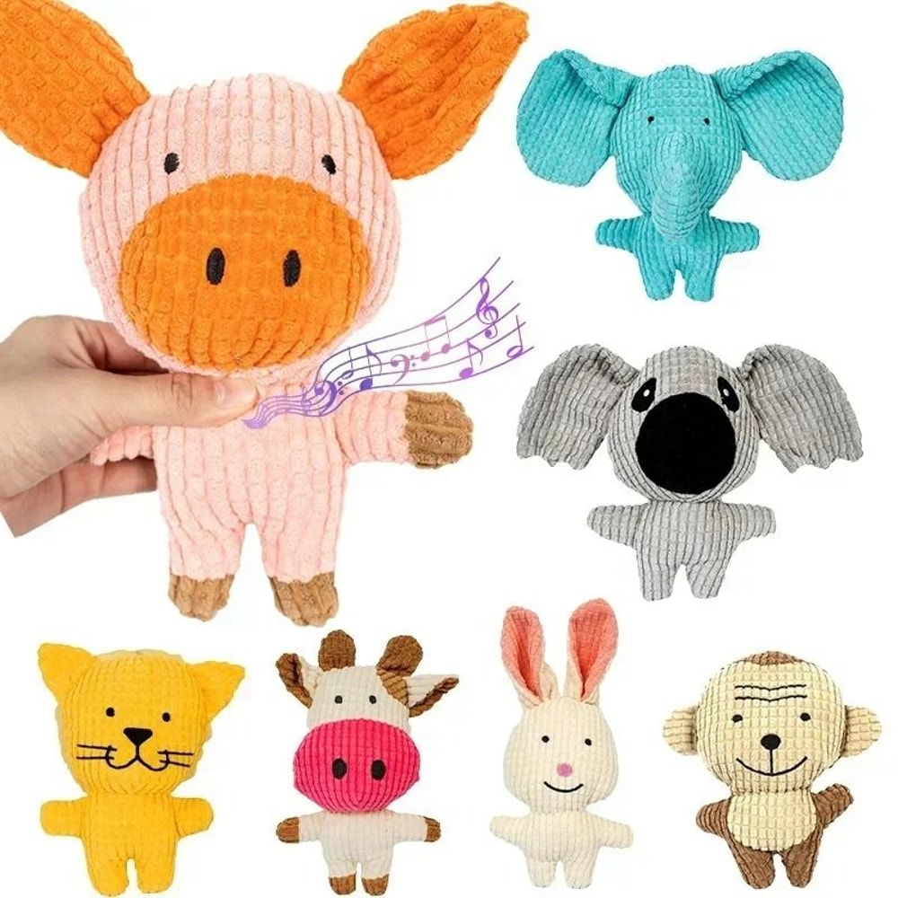Interactive Squeaky Plush Toy MultiSensory Teething Boredom Relief For Small Medium Pets 0