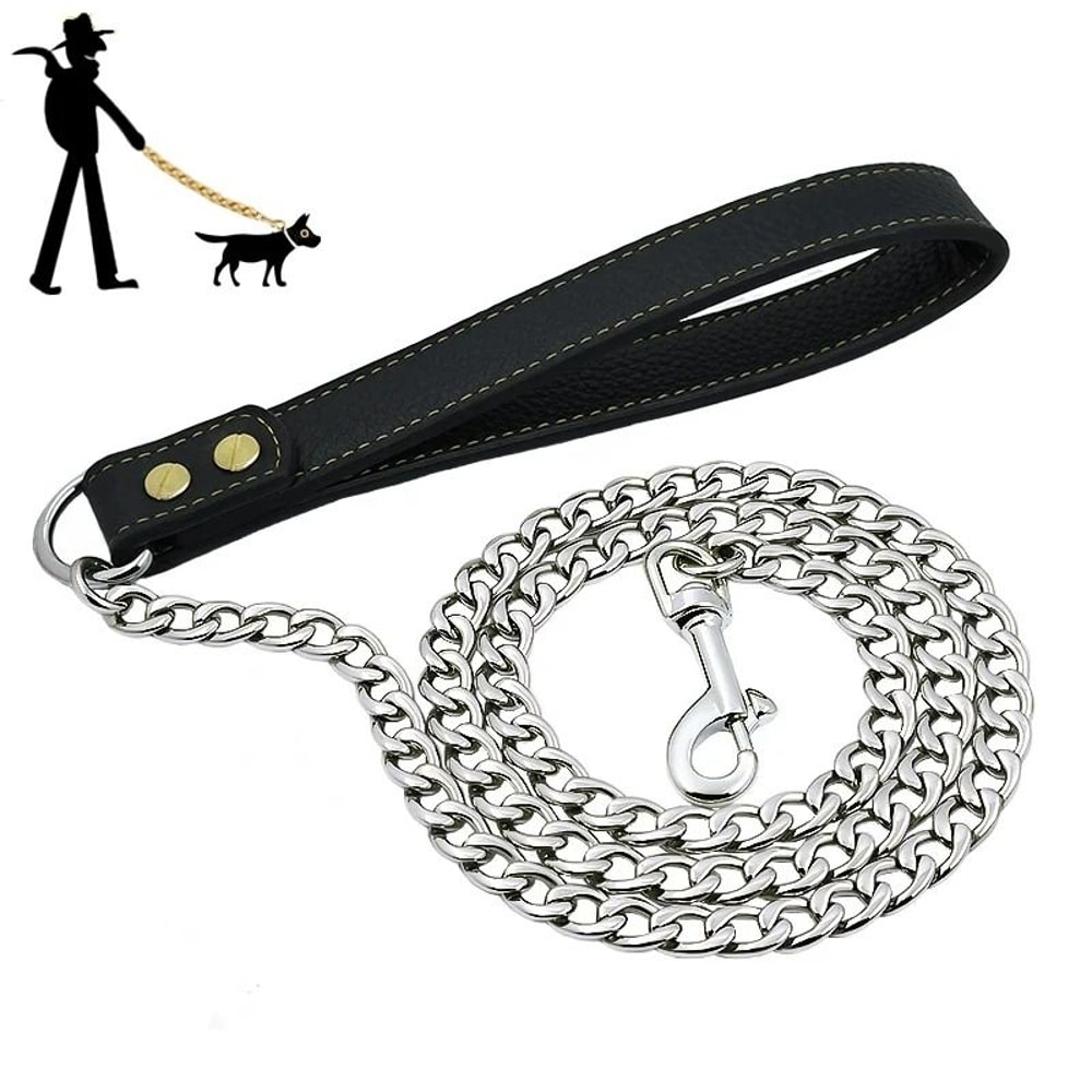 Gold Stainless Steel Dog Leash HeavyDuty 4 Ft Welded Link Lead 2