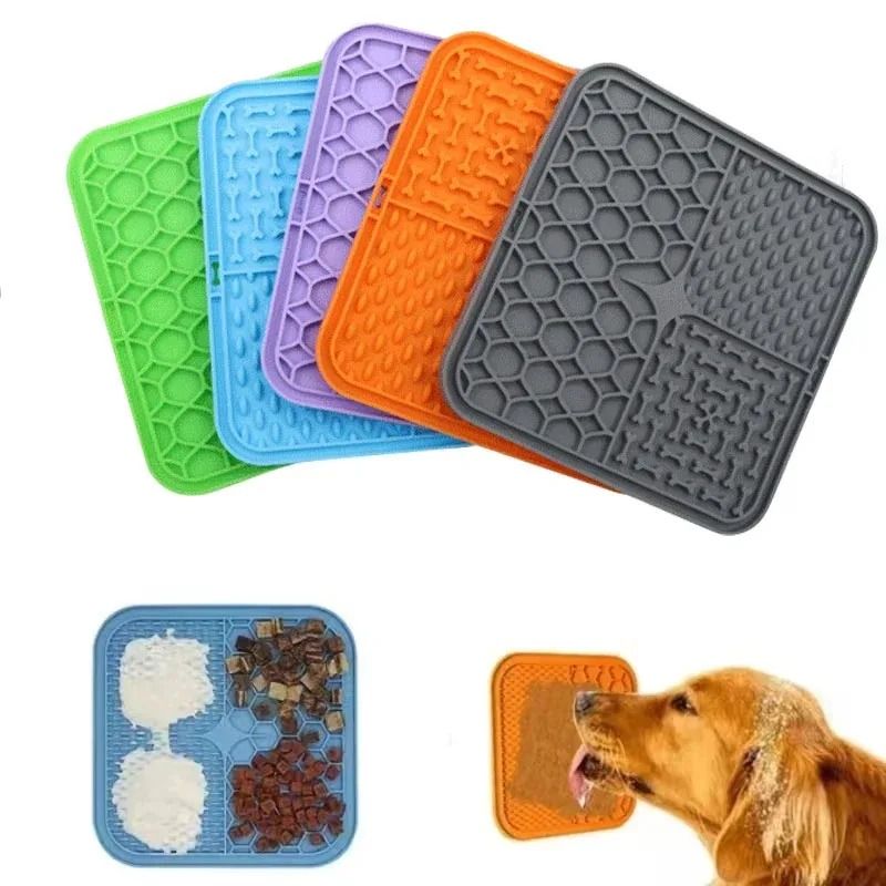 Silicone Pet Lick Mat Calming Bathing Distraction Slow Feeding Training Plate 0