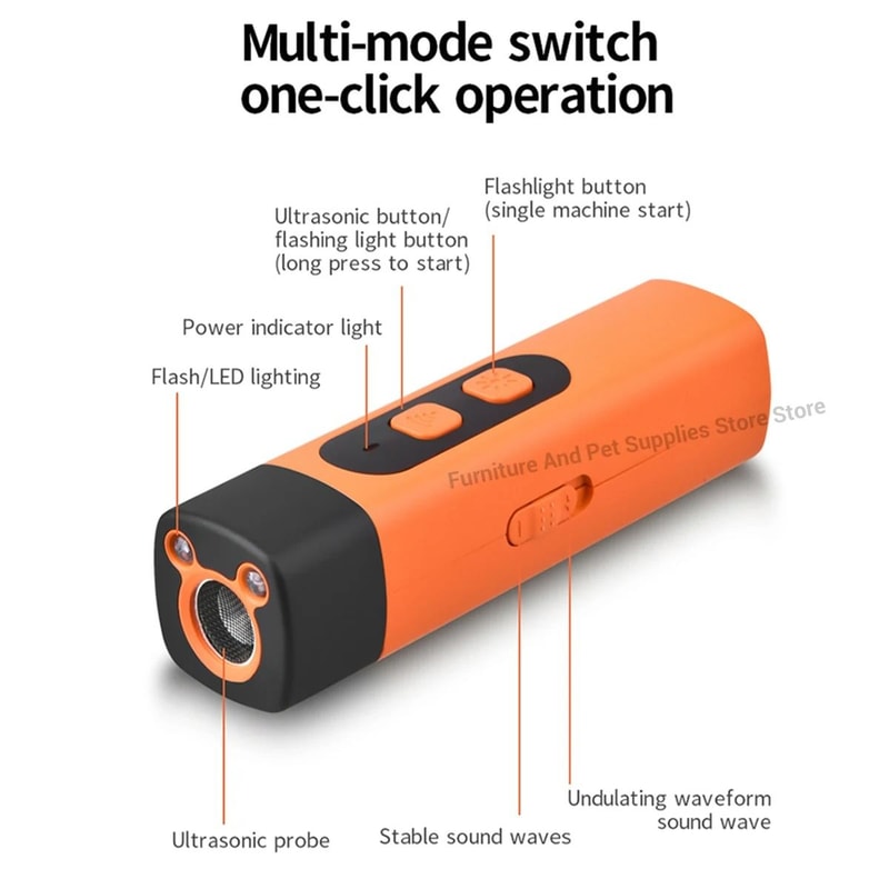 Ultrasonic Pet Trainer Deterrent Rechargeable AntiBark Device With Integrated LED Flashlight 6