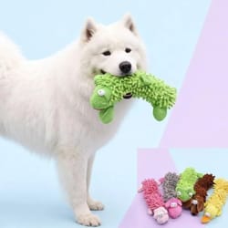 squeaky plush enrichment toy – durable animal-shaped dental chew for small breeds & puppies