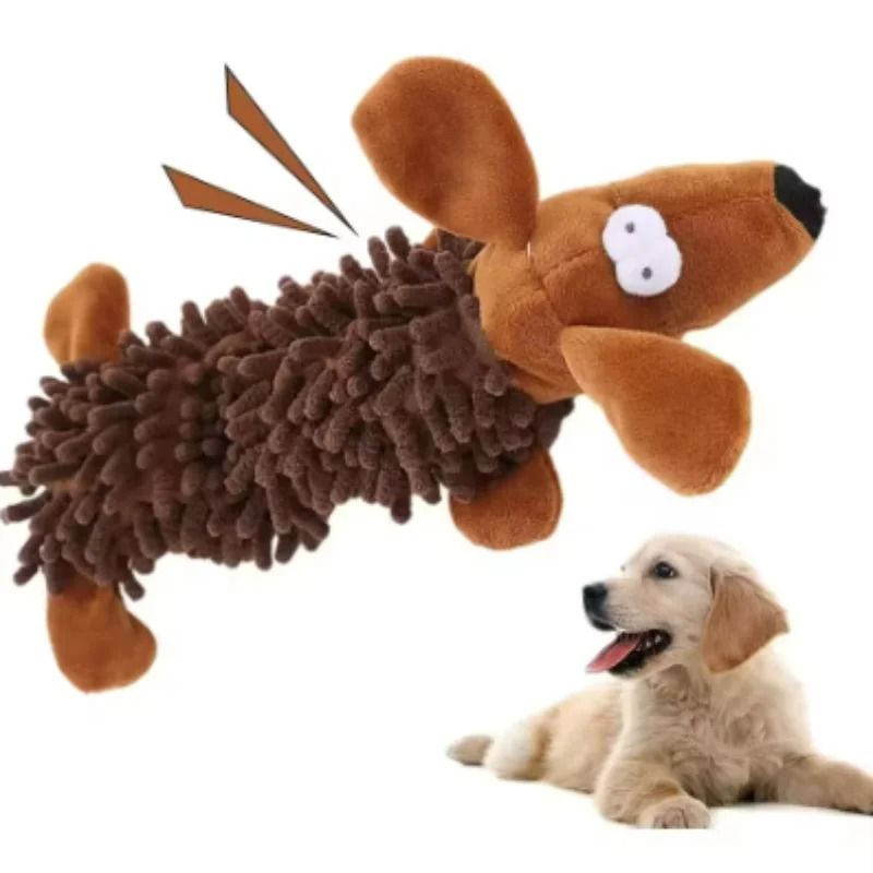 Squeaky Plush Enrichment Toy Durable AnimalShaped Dental Chew For Small Breeds Puppies 4