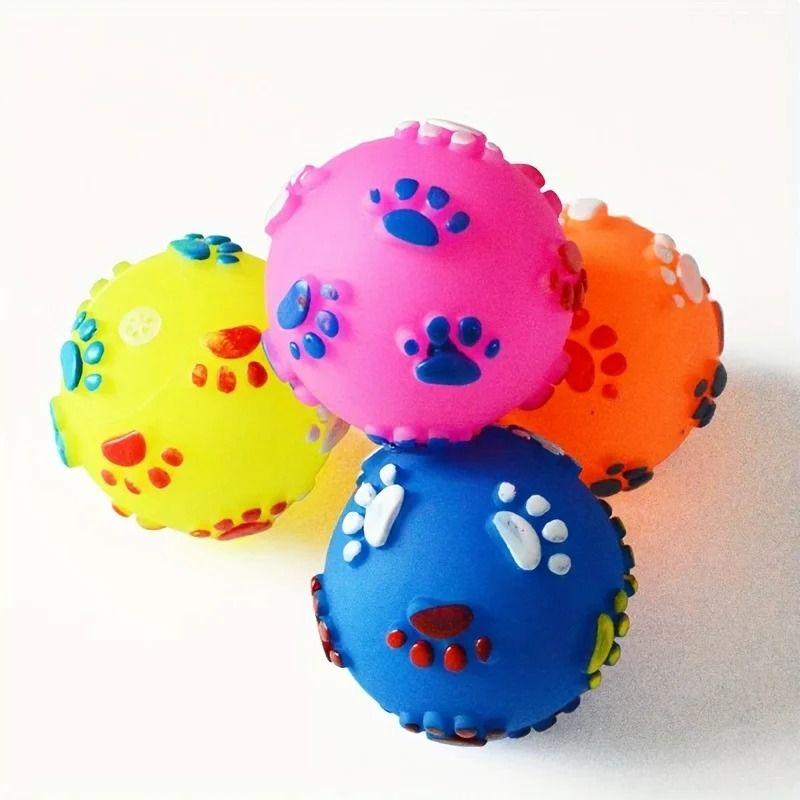 Footprint Squeaker Ball HighDurability Rubber Interactive Toy For All Breed Sizes 2