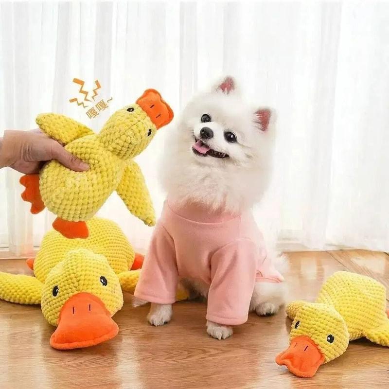 Quacking Duck Enrichment Toy Reinforced Plush Dental Chew Soft Companion For All Breeds 5