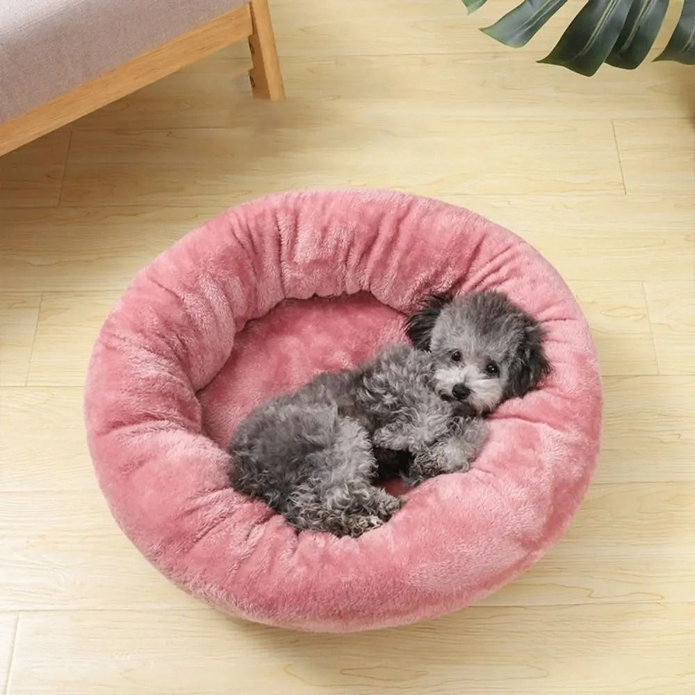 Plush Donut Pet Bed Orthopedic Round Calming Nest For Dogs Cats 3