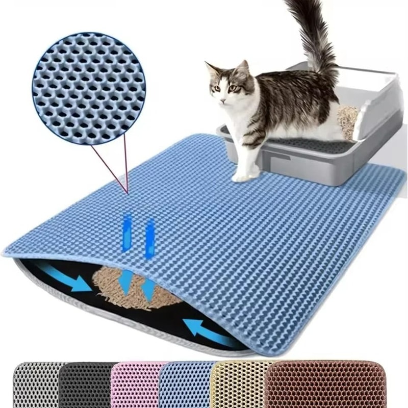 DualLayer Honeycomb Litter Mat Waterproof AntiTracking Litter Capture System For Cats 11