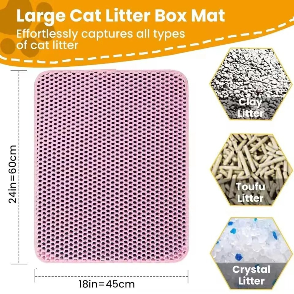 DualLayer Honeycomb Litter Mat Waterproof AntiTracking Litter Capture System For Cats 2