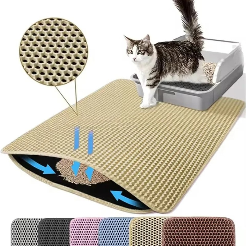 DualLayer Honeycomb Litter Mat Waterproof AntiTracking Litter Capture System For Cats 7