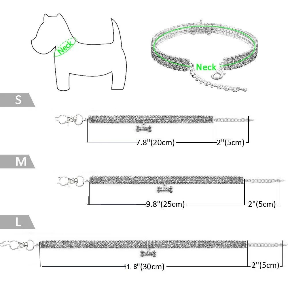 Rhinestone Jewelry Pet Collar Premium Crystal Identification Choker For Small Dogs Cats 2