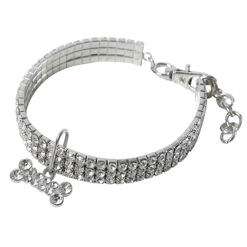 Rhinestone Jewelry Pet Collar Premium Crystal Identification Choker For Small Dogs Cats 8
