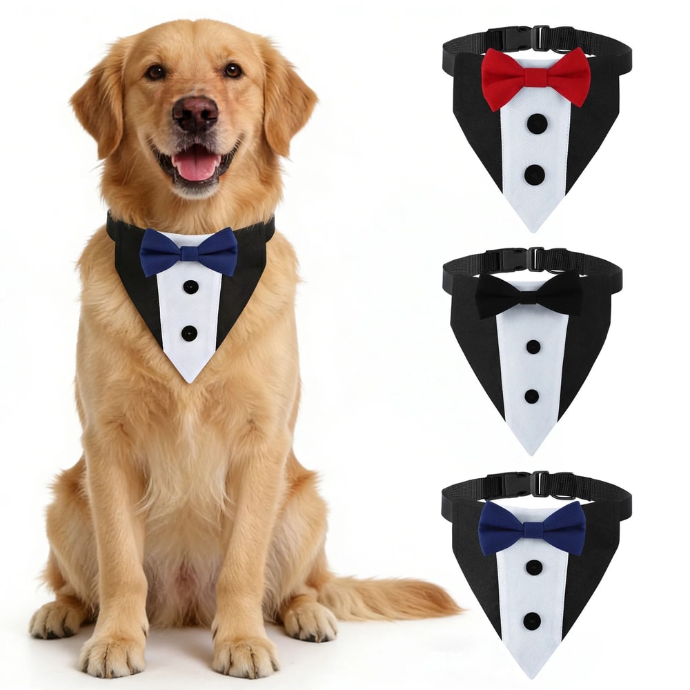 Tuxedo Wedding Bib Collar Adjustable Formal Bow Tie Bandana For Dogs Cats 0