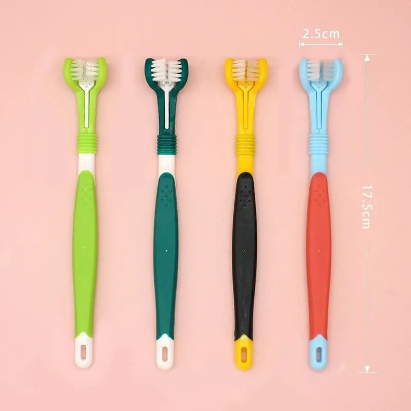 3Sided Pet Toothbrush TripleHead Dental Plaque Tartar Scrubber For Dogs Cats 1