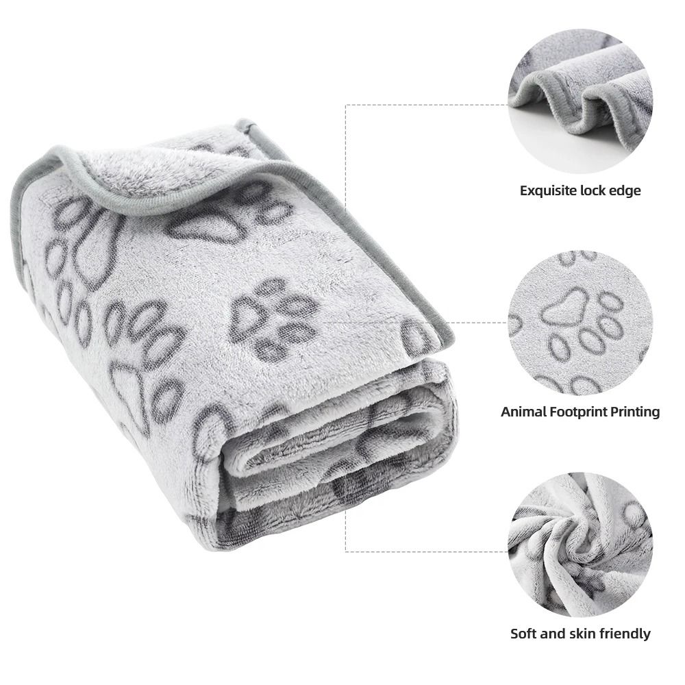Cozy Plush Paw Print Blanket UltraSoft Flannel Thermal Shield For Cats Small To Medium Dogs 3