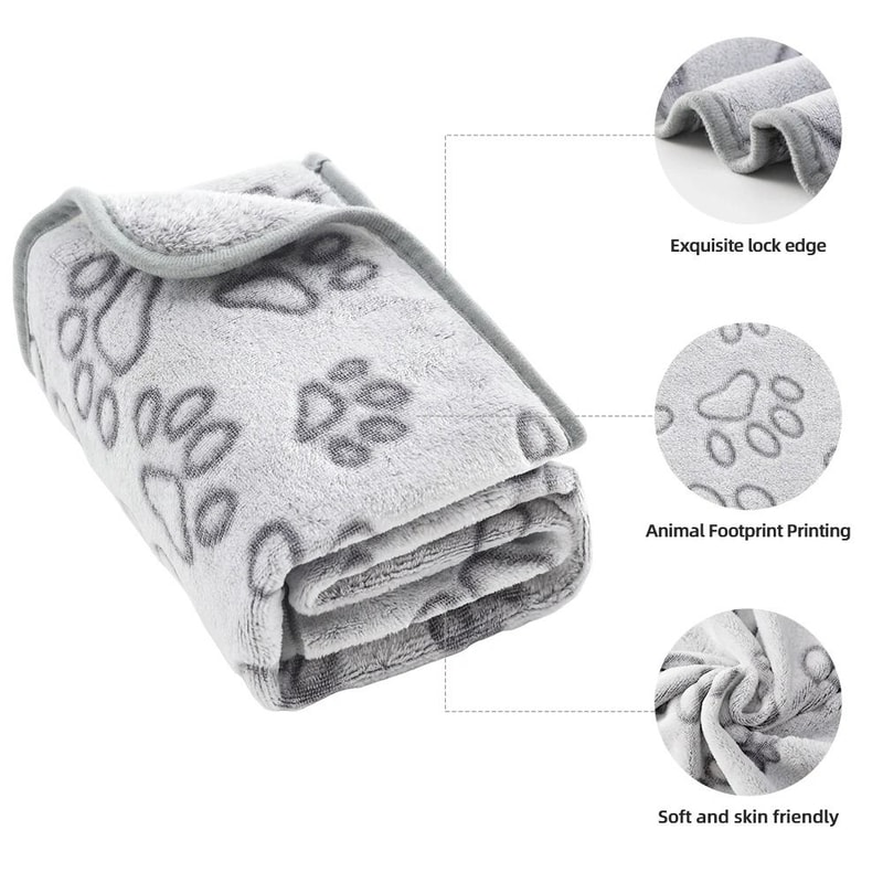 Cozy Plush Paw Print Blanket UltraSoft Flannel Thermal Shield For Cats Small To Medium Dogs 3