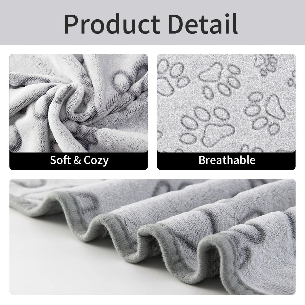 Cozy Plush Paw Print Blanket UltraSoft Flannel Thermal Shield For Cats Small To Medium Dogs 6