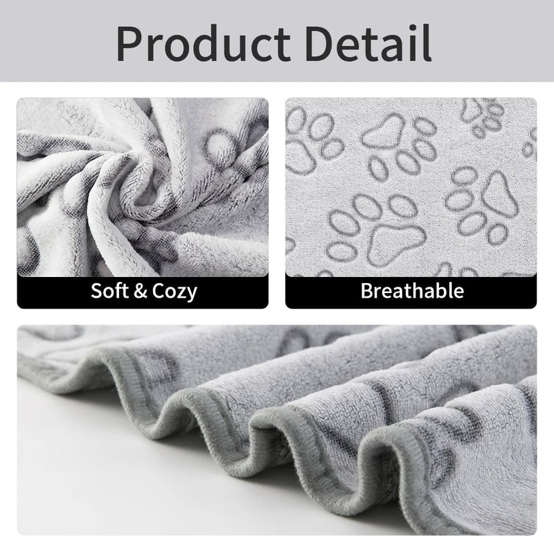Cozy Plush Paw Print Blanket UltraSoft Flannel Thermal Shield For Cats Small To Medium Dogs 6