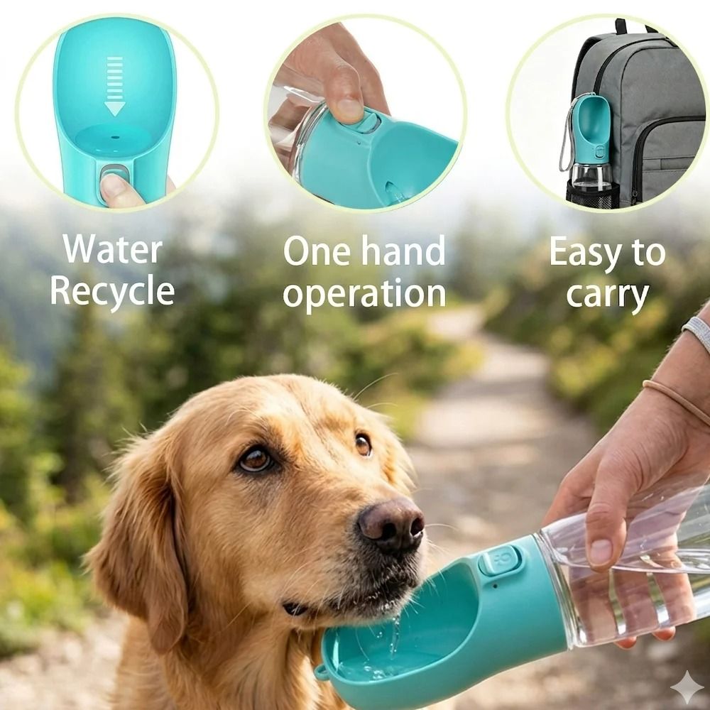 Portable Pet Travel Bottle LeakProof Outdoor Water Dispenser With WideAngle Drinking Trough 2
