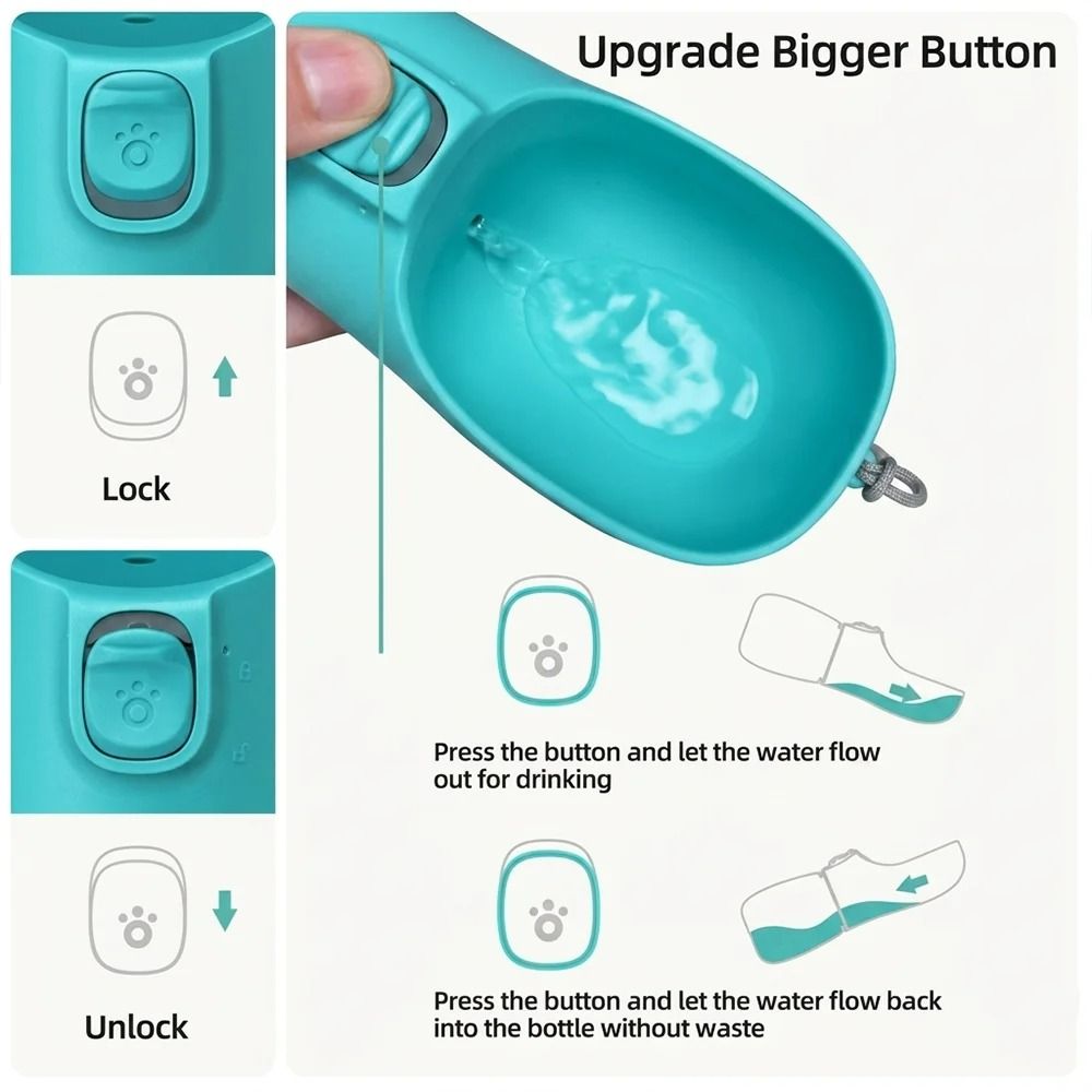 Portable Pet Travel Bottle LeakProof Outdoor Water Dispenser With WideAngle Drinking Trough 3