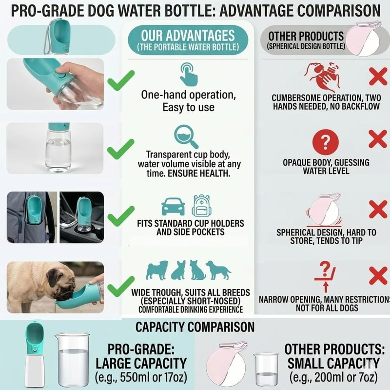 Portable Pet Travel Bottle LeakProof Outdoor Water Dispenser With WideAngle Drinking Trough 4