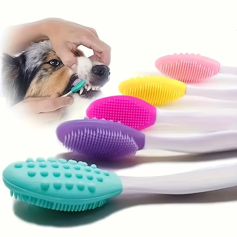 DualHead Pet Toothbrush Set Precision DoubleSided Oral Scrubber For Advanced Dental Hygiene 3