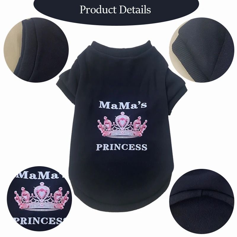 Graphic Pet Sweatshirt Soft Fleece Pullover With Princess Mamas Print For Small To Medium Dogs C 5