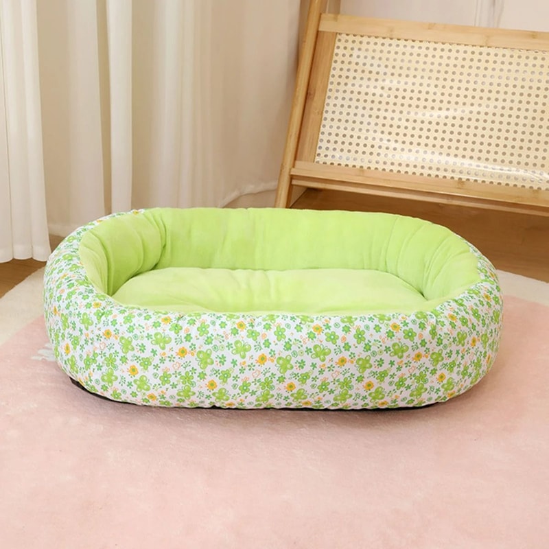 Floral AllSeason Pet Bed Premium Orthopedic Sleeping Pad Ergonomic Sofa For French Bulldogs Cats 9