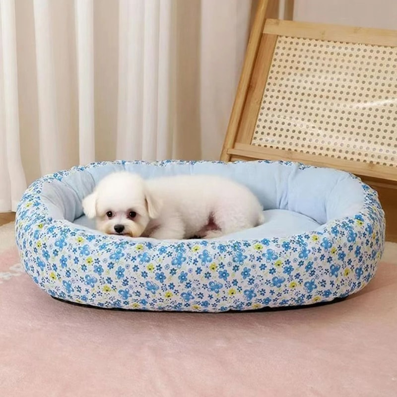 Floral AllSeason Pet Bed Premium Orthopedic Sleeping Pad Ergonomic Sofa For French Bulldogs Cats 3