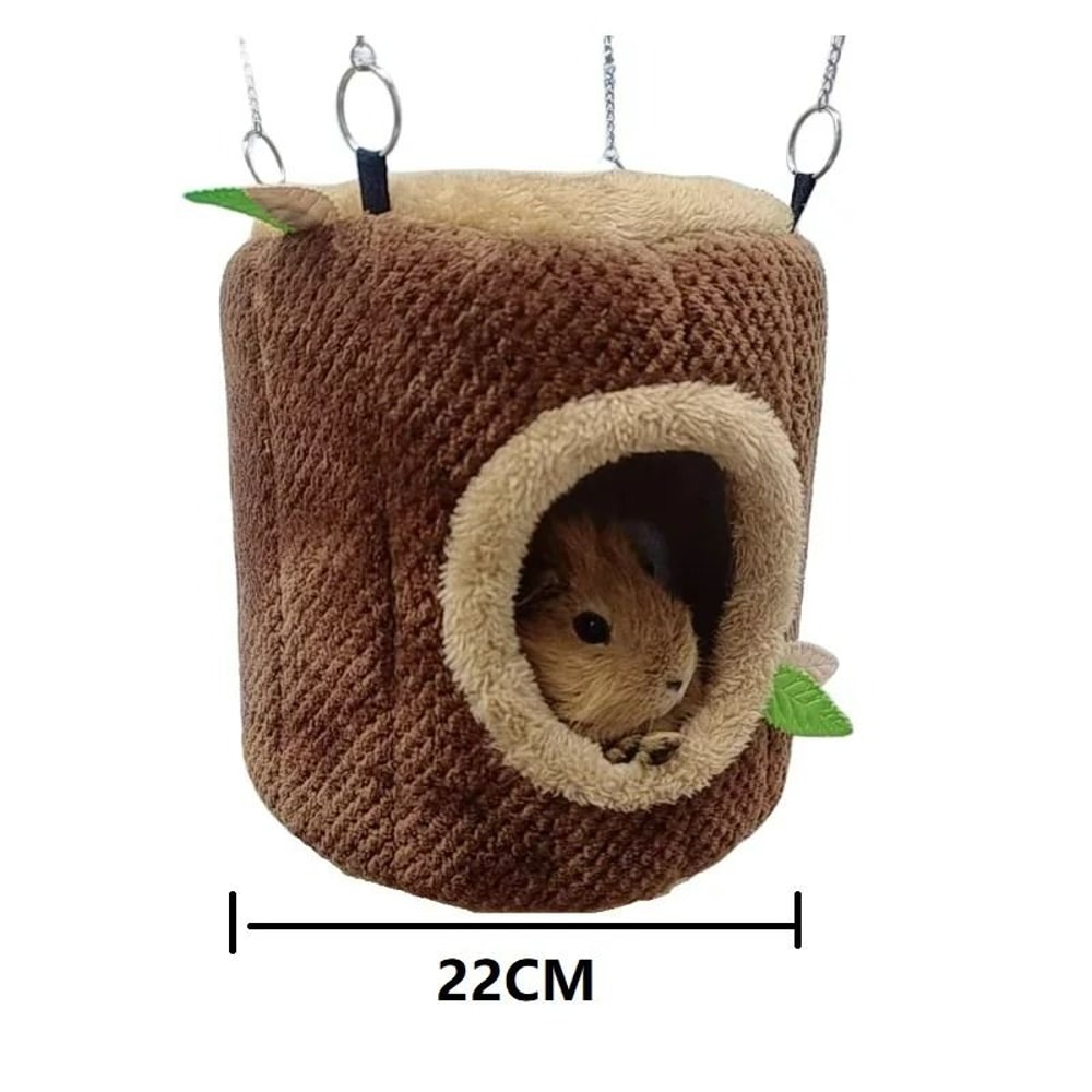 Tree Stump Pet Hideout Thermal Fleece Rodent Hammock Hanging Nest For Hamsters Rats Small Animal 2
