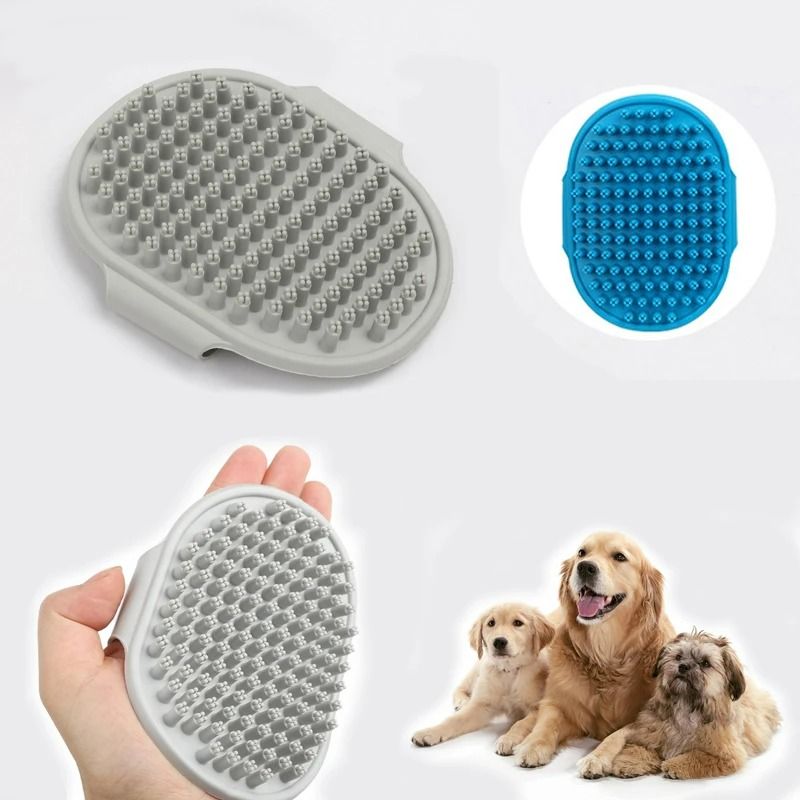 Rubber Massage Bath Brush Deshedding Soothing Grooming Comb With Adjustable Ring Handle For Dogs 0
