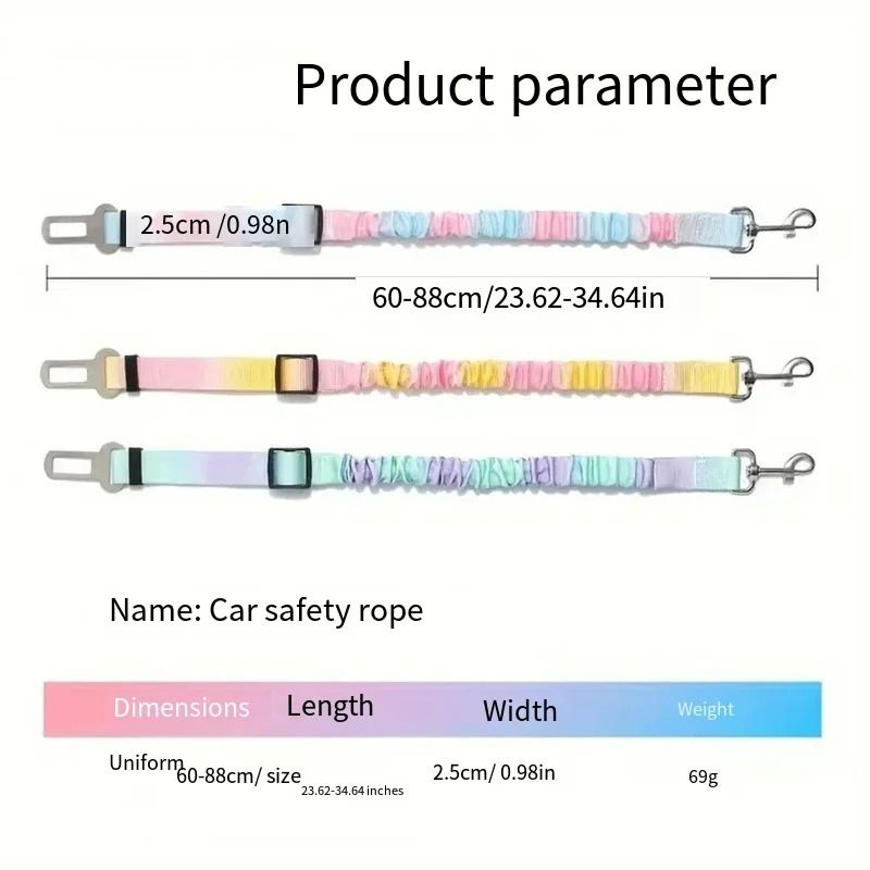 Gradient Safety Restraint Adjustable Car Seatbelt HighTensile Tether For All Dog Breeds 5