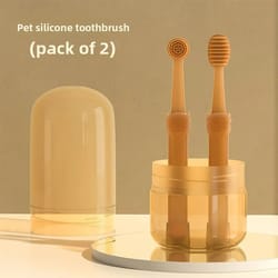 multi-angle silicone oral care set – dual-head pet toothbrush & integrated tongue scraper for dogs & cats