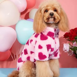 ultra-soft winter thermal jacket – heart-print fleece hoodie & holiday apparel for small to medium dogs & cats