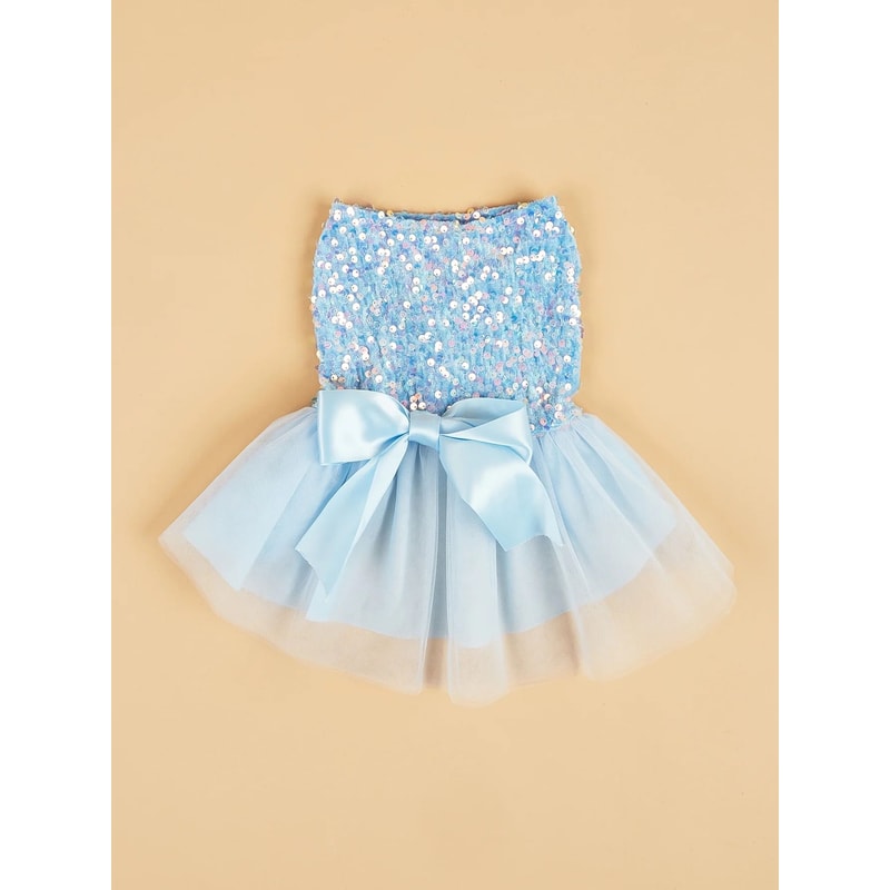 Pet Princess Dress Sequin Bowknot Gala Gown With MultiLayered Tulle For Dogs Cats 7