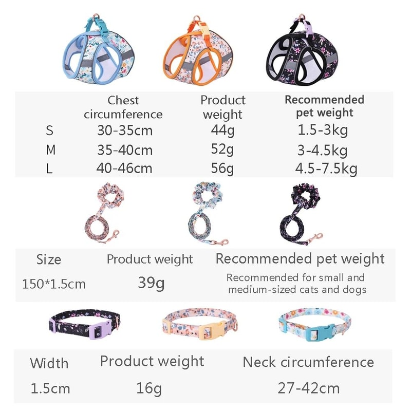 SoftTouch Harness Leash Set Ergonomic NoPull Vest With Integrated Collar Safety Bracelet For Sma 6