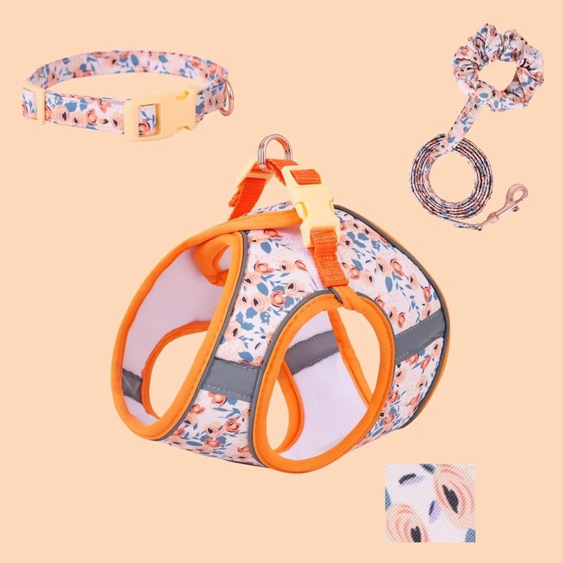 SoftTouch Harness Leash Set Ergonomic NoPull Vest With Integrated Collar Safety Bracelet For Sma 7