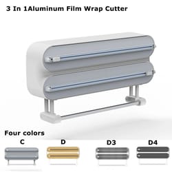 3-in-1 kitchen management station – wall-mount foil, cling film & paper towel dispenser with integrated cutting system