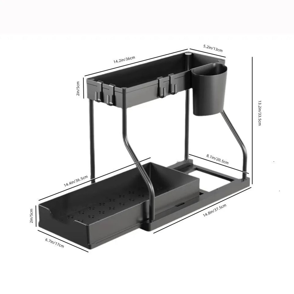 DualTier Sliding Management System HighCapacity UnderSink PullOut Organizer For Kitchen Bathroom 6