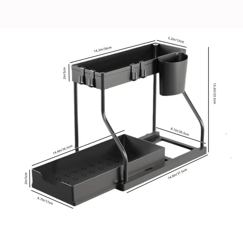 DualTier Sliding Management System HighCapacity UnderSink PullOut Organizer For Kitchen Bathroom 6