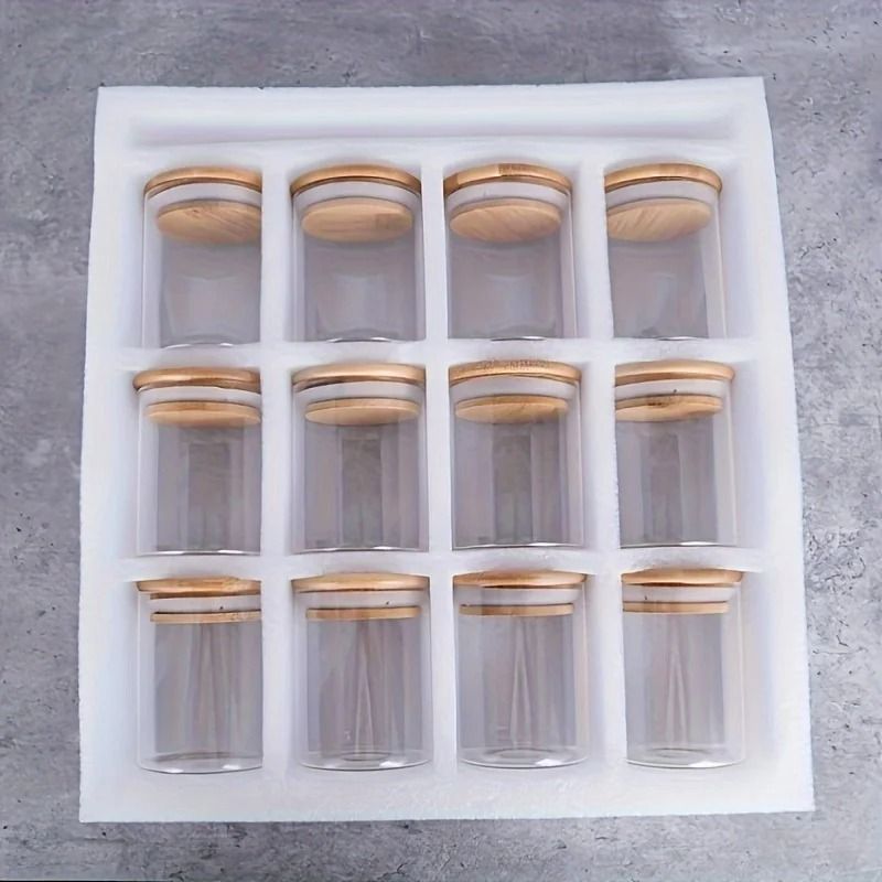 12Piece Spice Management System 8oz HighBorosilicate Airtight Jars With Sustainable Bamboo Lids 2